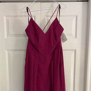 Pleated Skirt Crepe Maxi Dress with Pockets - size 12